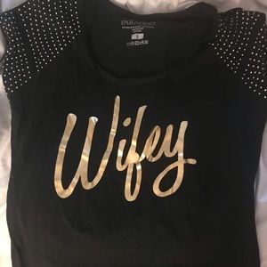“ wifey top” studded w gold lettering